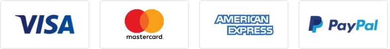 Visa, Mastercard, American Express and PayPal accepted